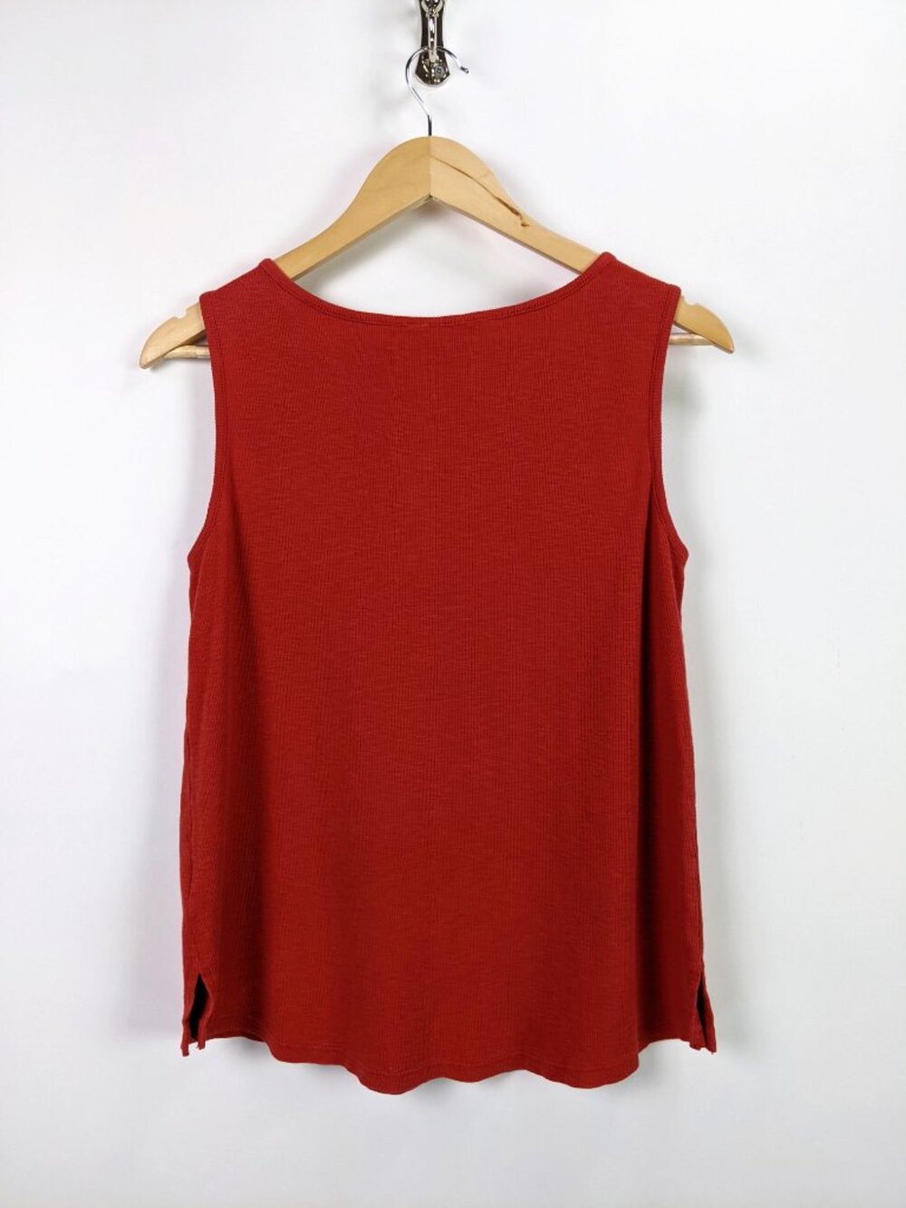 Lucky Brand Womens Sleeveless Button Front Tank Top Crochet Lace Brick Red - S - Picture 4 of 6